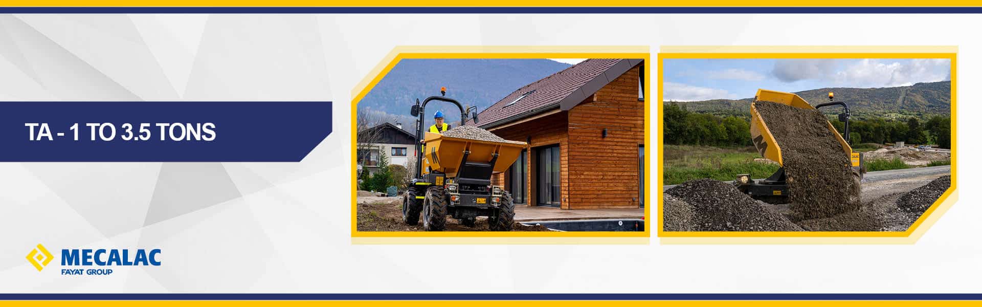 Web banner for Mecalac TA 1-3.5 tonne dumpers