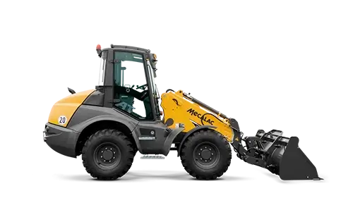 mecalac at 900 is a 4 wheel steered telescopic loader