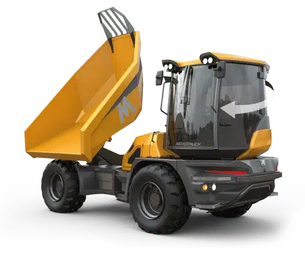 mecalac revotruck9 rotating dumper truck with 360 visibility