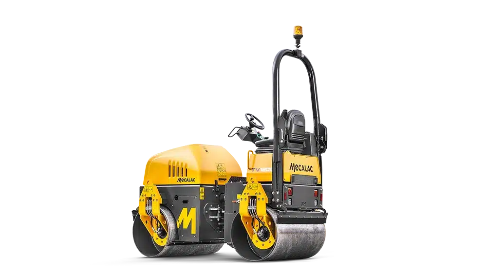 mecalac tv1200 tandem vibratory roller 1200mm wide drum hero